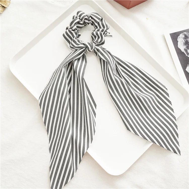 2024 Women Stripe Scrunchie Elastic Handmade Ponytail Hair Rope Korea Trendy Ribbons Chouchou Schrunches Hair Accessories