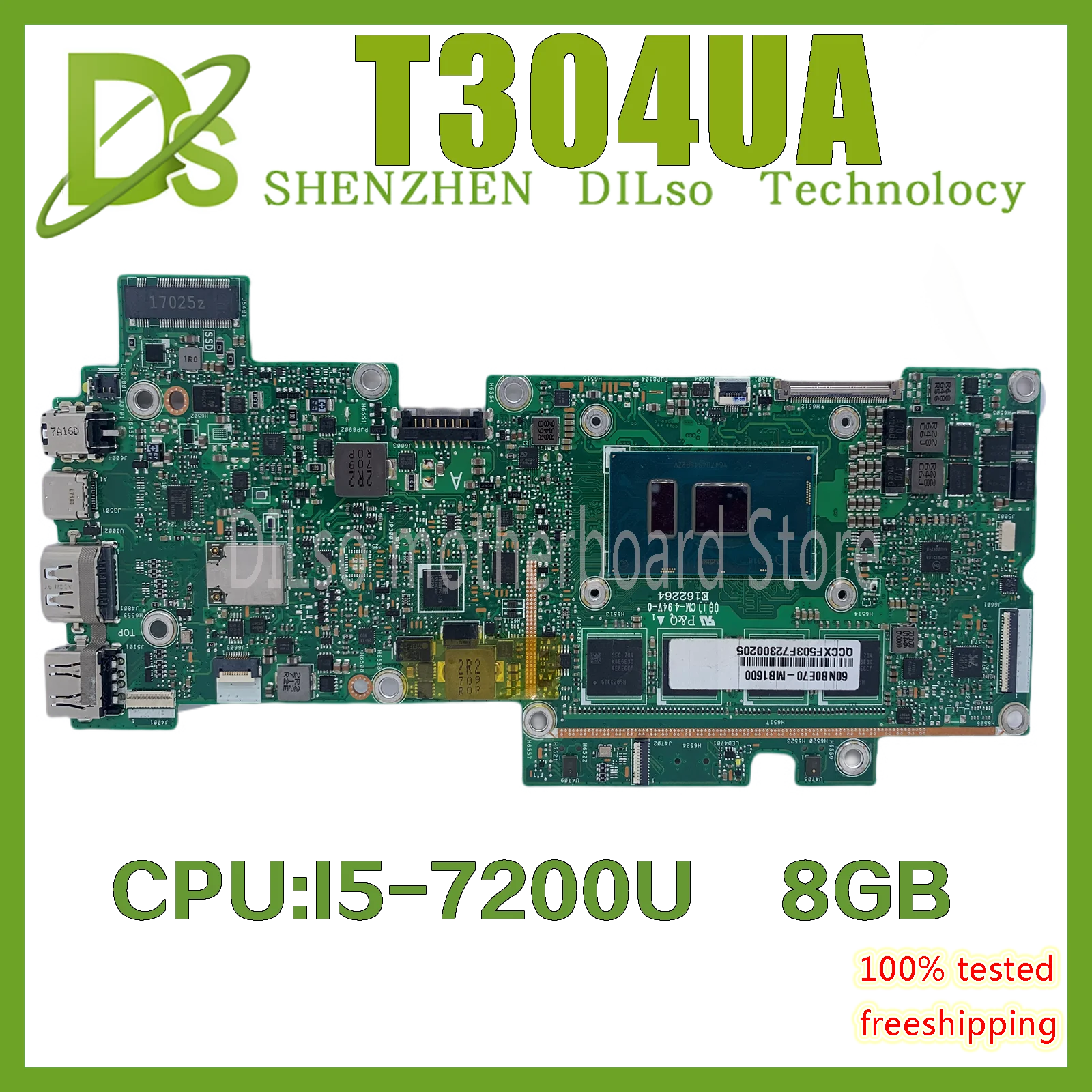 KEFU T304UA Laptop Motherboard for ASUS Transformer 3 Pro T304 T304U Notebook MAINboard With I5-7200U I7-7500U 8GB-RAM 100% test