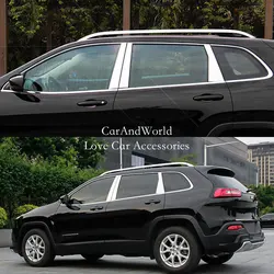 For Jeep Cherokee 2016-2021 Stainless Steel Car Door Glass Window Pillar Frame Cover Middle Column Garnish Trims Accessories