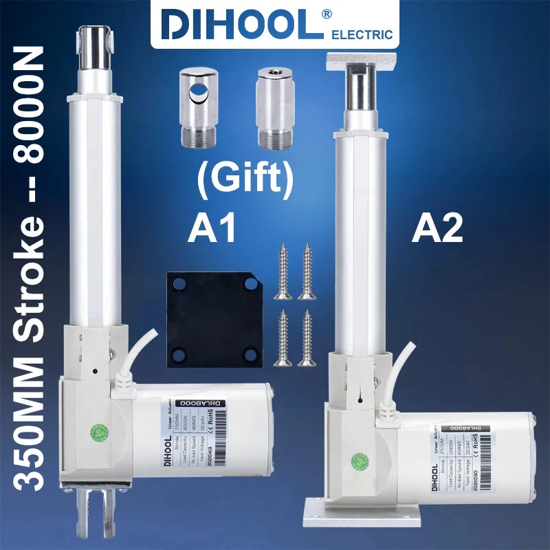 

Электрический линейный привод DHLA8000 с большим упорным током 350 мм, 800 Н, кг, фунтов, 12 В, 24 В постоянного тока, беспроводной контроллер с телескопическим двигателем