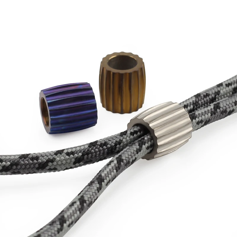 1pcs EDC Outdoor Cylindrical Beads  Titanium Alloy Knife Beads Paracord Umbrella Rope Cord