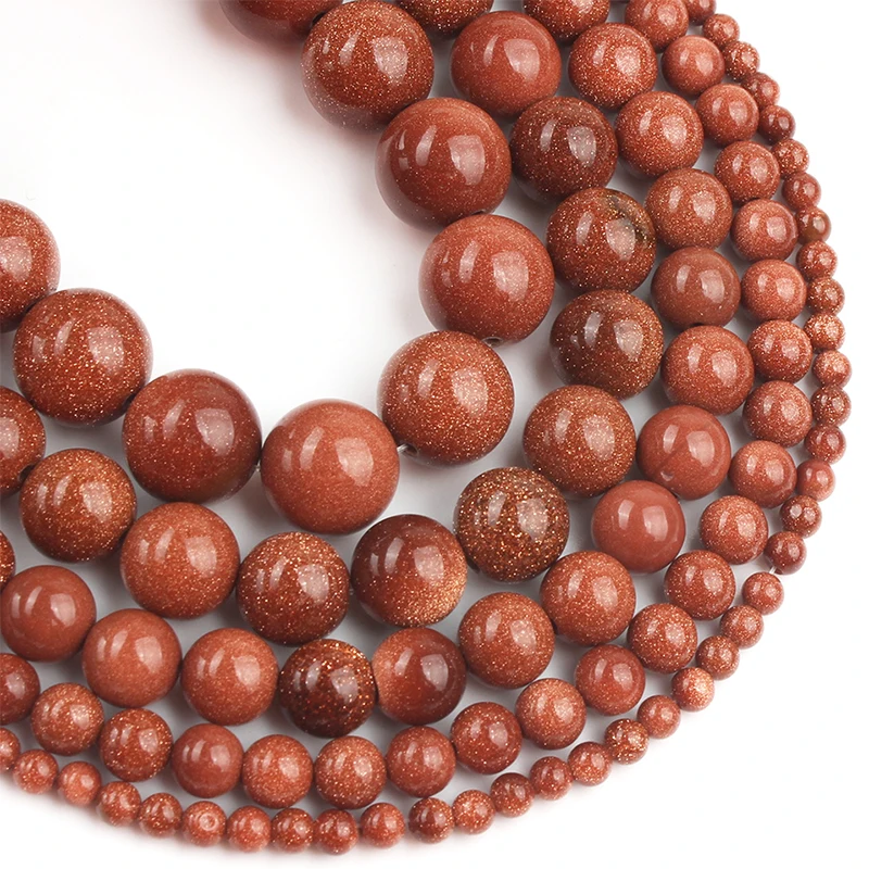 Natural Golden sand Stone Beads Round Gem Spacer Beads For Jewelry Making DIY Bracelet 4,6,8,10,12 14mm 15.5inches Accessories