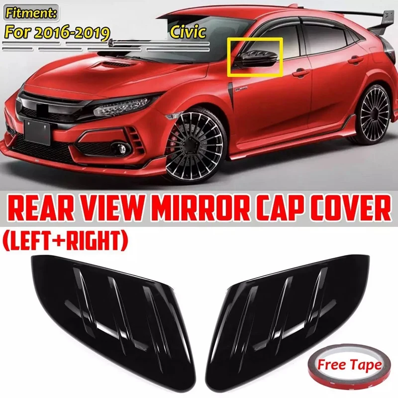 

Side Door Rearview Mirror Cover Trim Cap for Honda Civic 2016-2020 Gloss Black