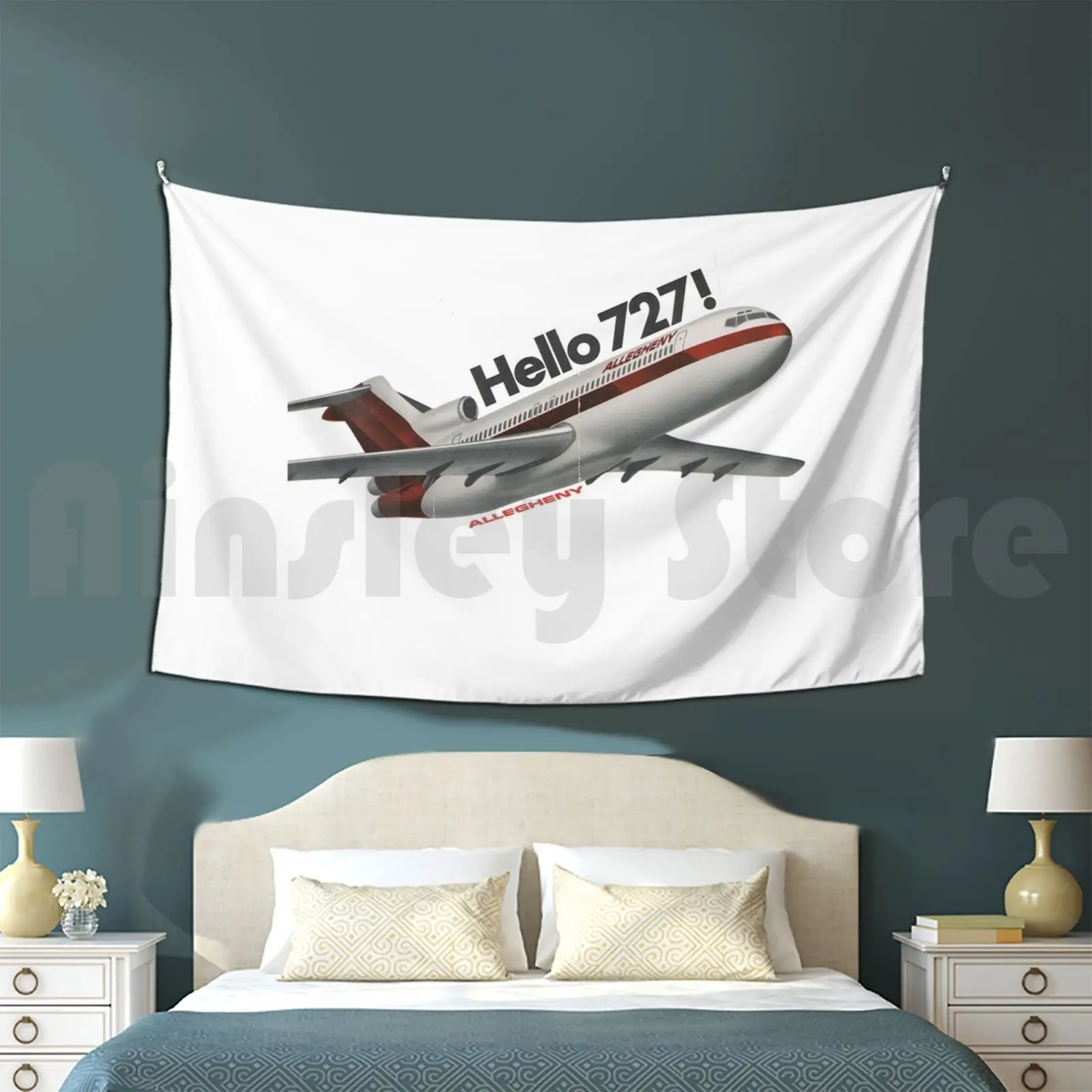 Tapestry Hello 727!-Boeing 727 Design 3112 Boeing 727 B727 Boeing 727 Aviation Airplane