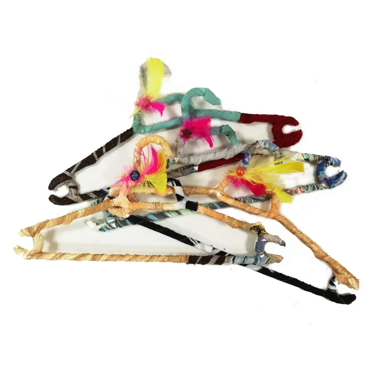 Hangers decoration in various colors. Fabric hanger. Colorful hangers for women's clothing store, or private home, origianles and fun hangers, do not slip. An original and different way to hang clothes