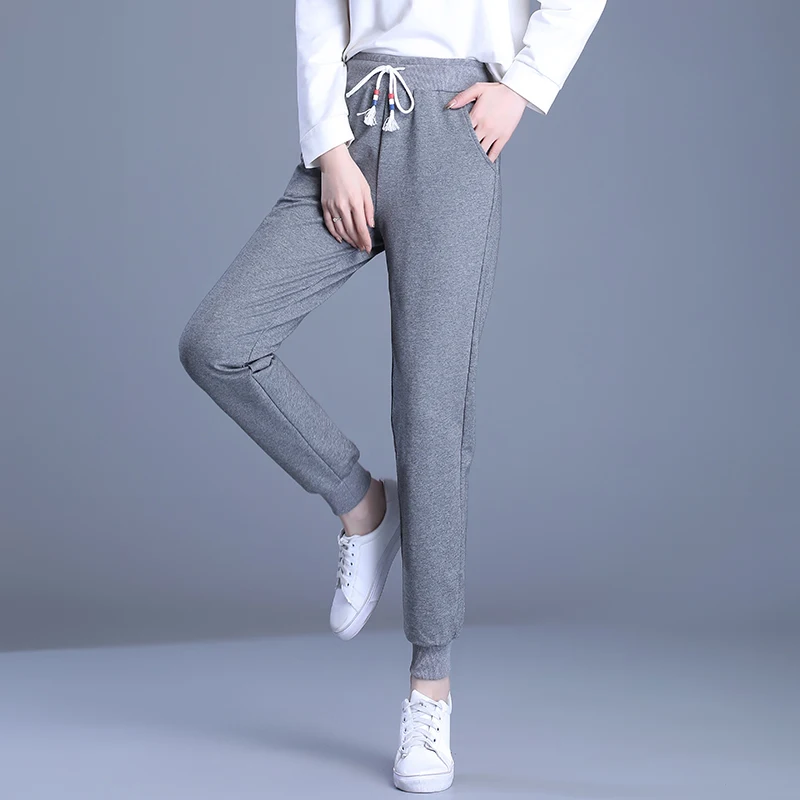 Casual High Waist Loose Sweatpants Trousers With Pocket 2022 Spring Autumn Black Gray Baggy Joggers Women Sweat Pants 5XL 52 54