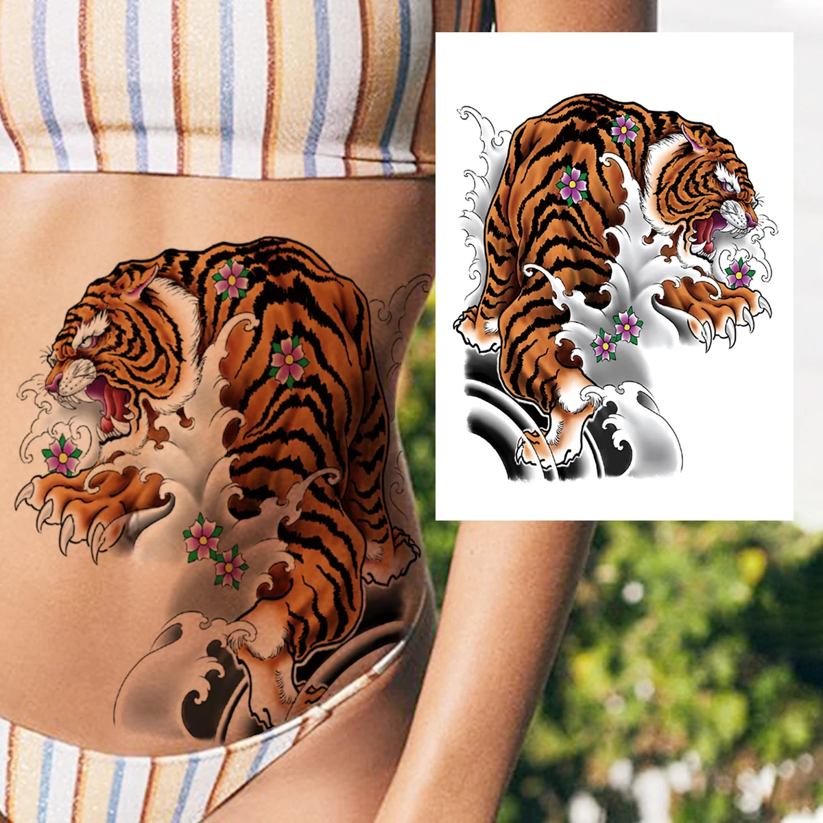 Tatuagem temporária de flor de raposa inteligente para meninas adulto azul lótus geometria tatoos adesivo falso transferência de água tatuagens braçadeira