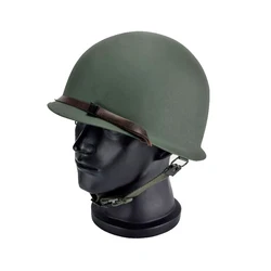 Casco de acero militar M1, réplica táctica del Ejército de EE. UU., cascos de protección WWII WW2 al aire libre CS Paintball, Verde