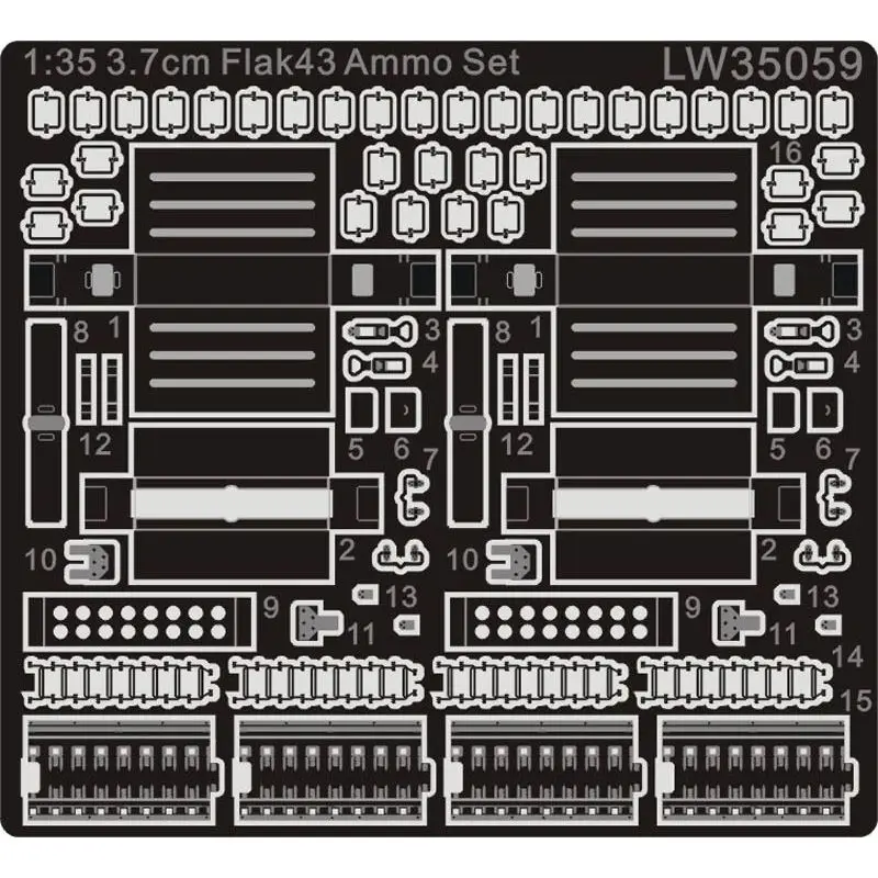 

AM-WORKS LW35059 1/35 Ammo, spare casing, magazine and containers for 37mm Flak - Upgrade Detail Set