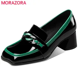 MORAZORA 2024 nuovo arriva décolleté in vera pelle donna scarpe singole punta quadrata colori misti tacchi alti scarpe eleganti donna