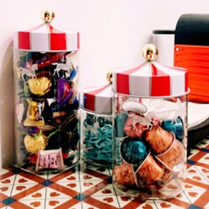 Carousel Glass Sealed Jar Sundries Storage Bottle Coffee Powder Tea Candy Jar Box Kitchen Food Storage Container Home Decoration