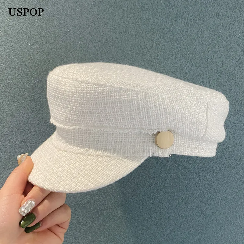 USPOP Women Spring Newsboy Caps Casual Flat Tweed Military Cap  S/M/L