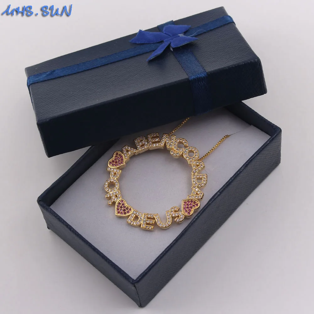 MHS.SUN Luxury Cubic Zircon Love Heart Pendant Necklace Fashion Women Jewelry Charm Chain Choker For Girls Valentine\'s Day