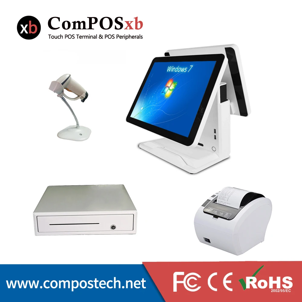 

ComPOSxb 15 inch POS All-in-one capacitive Touch screen POS systems with J1900/ 4GB/ 64GB for sale