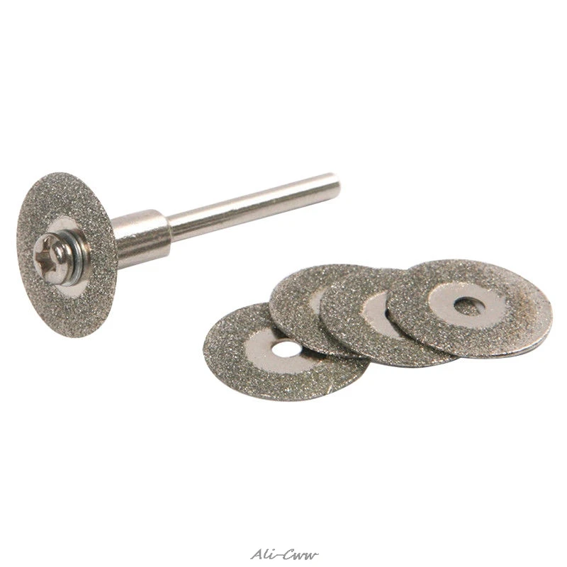2018 5PCS 22 millimetri Emery lame di taglio Diamante Punta Del Trapano + 1 mandrino Per Dremel Set