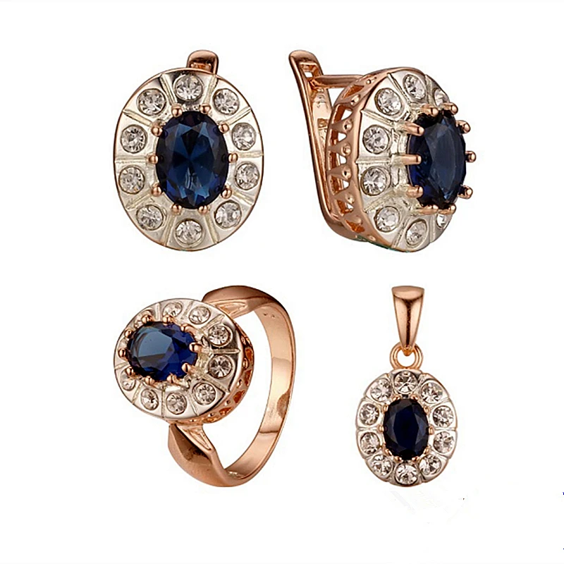 New Fashion Women Jewelry Sets 585 Rose Gold Silver Color Bridal Wedding Earring  Jewelry Sets