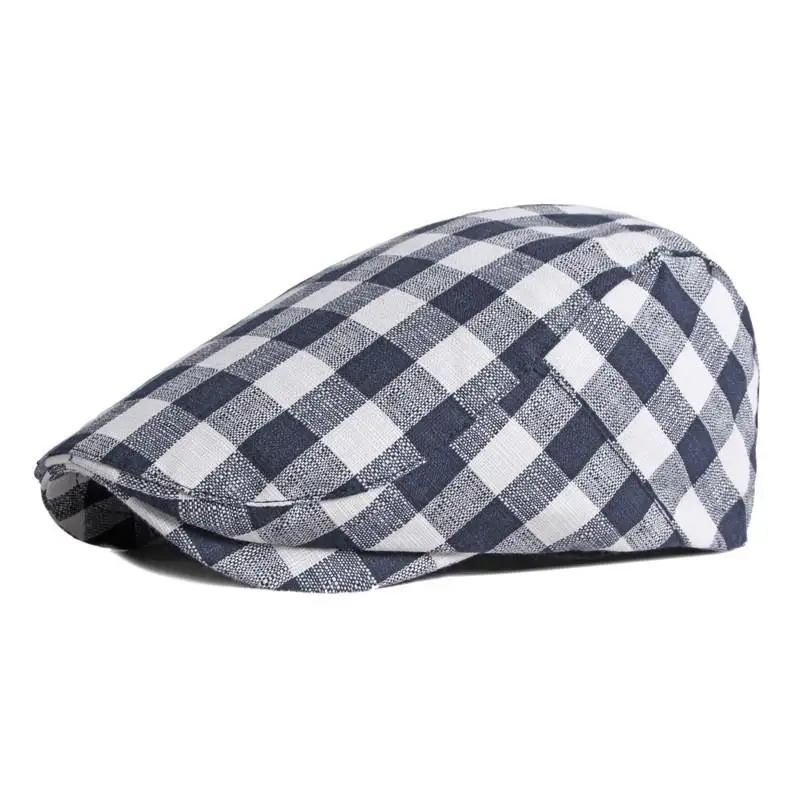 2021 Cotton four seasons solid color plaid Newsboy Caps Flat Peaked Cap Men and Women Painter Beret Hats 64