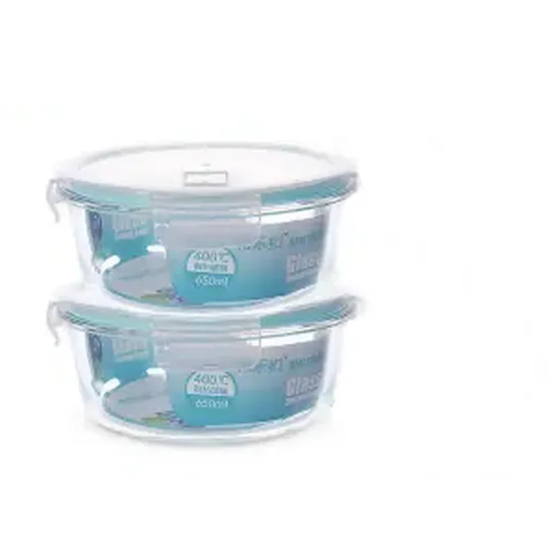 Microwave Heating Glass Fresh-keeping Box Round Fresh-keeping Bowl Special Lunch Box Lunch Box Glass Bowl with Lid Glass Bowl