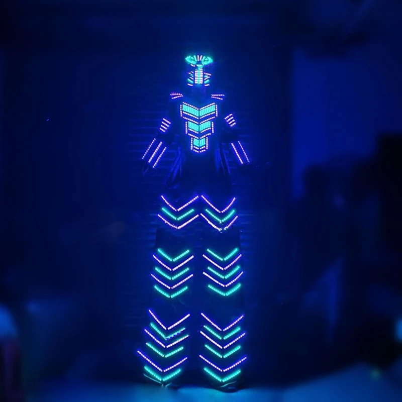 RGB 7 colour change led robot costume stage stilts clothing bart event evening party nightclub stage show DJ luminous armor