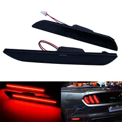 ANGRONG Smoked Black Lens LED Side Marker Bumper Reflector Light Lamp For Ford Mustang 2015-up