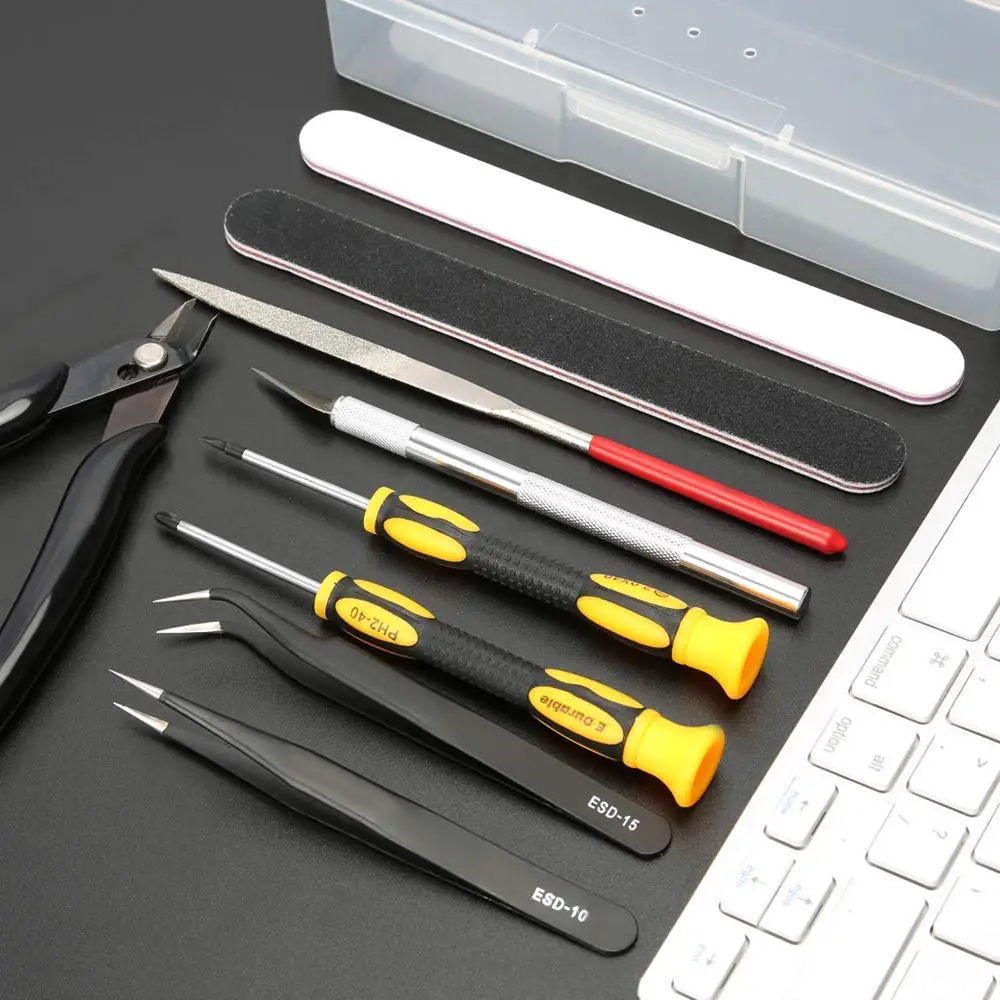 16 in 1 Model Building Tool Set Combo Accessories Kit Cut Tweezers Pliers for Gundam Military Hobby DIY Grinding Polishing Drill