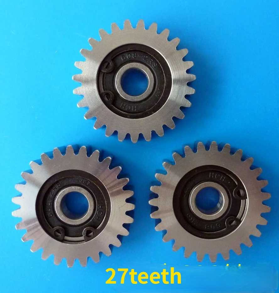 

3pcs 27 teeth Car Electric Bicycle Vehicle Gear Lithium Trolley Steel Metal Gear Wheel Bearing 608Z 8MM Inner Hole Gears