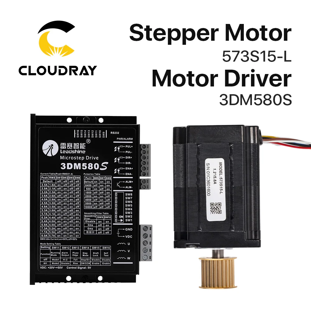 Cloudray Leadshine 3 Phase Stepper Motor 573S09-L-18/573S15-L-18+Stepper Driver 3DM580  for CO2 Laser Engraving Cutting Machine