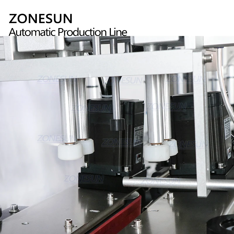 ZONESUN-máquina automática de tapado y etiquetado, dispositivo redondo de llenado de pistón para botellas de Perfume y champú líquido, ZS-FAL180R5