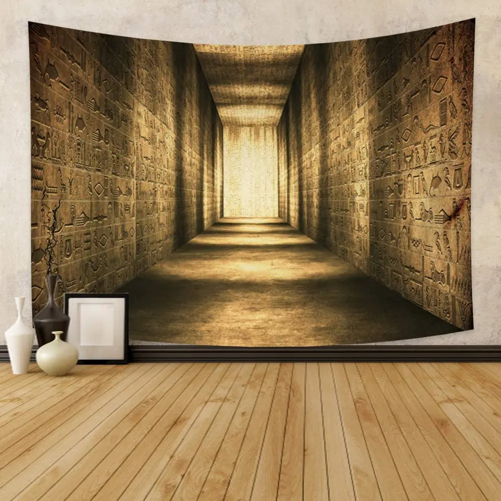 Vintage Historical Egyptian Corridor Wall Hanging Egypt Mural Wall Art Home Vinyl Backdrop For Living Room Bedroom Dorm Decor