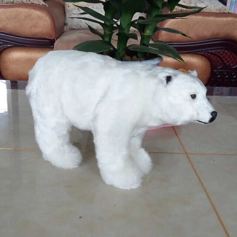 Cute Simulation White Polar Bear Toy Handicraft Lovely Realistic Furry White Polar Bear Doll Home Decor Ornaments Crafts