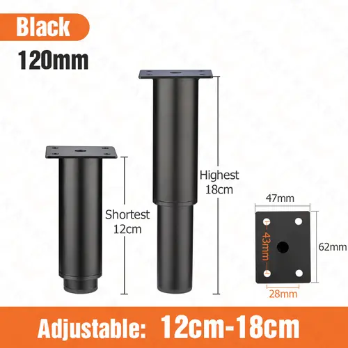 KAK Adjustable Furniture Leg Cold Rolled Steel Black White Table Feet Replacement Cabinet Sofa Metal Foot Furniture Hardware - Image 13