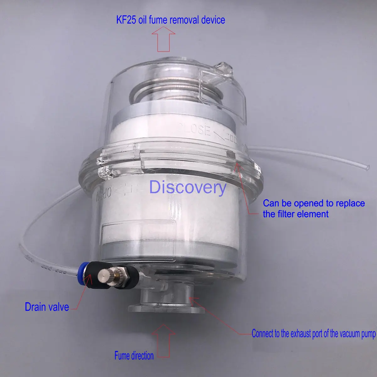 Dispositivo di rimozione della nebbia d\'olio 2XZ 2X per filtro di scarico della separazione dell\'olio della pompa del vuoto interfaccia KF25 KF40