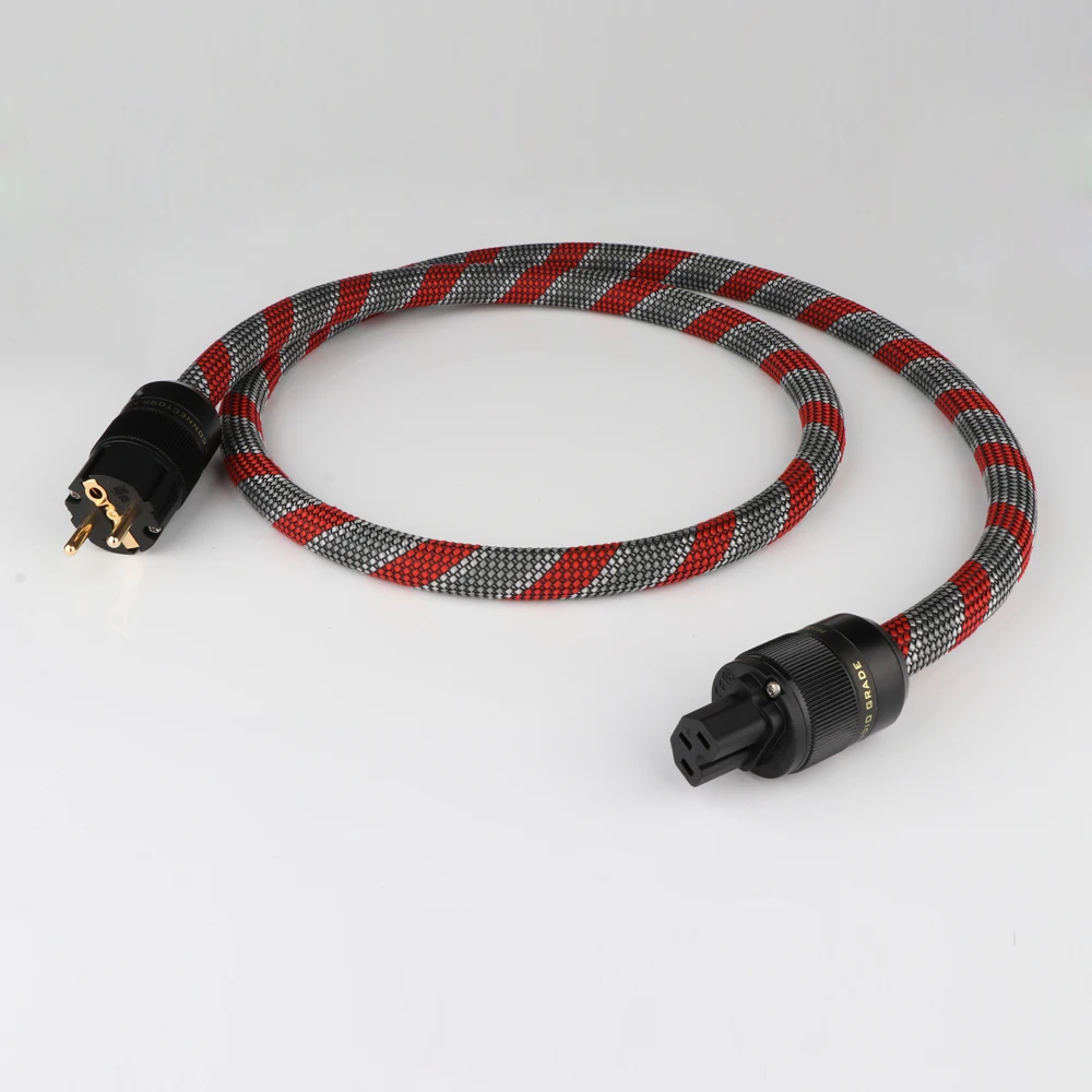 كابل طاقة HI End سلك طاقة الاتحاد الأوروبي مع قابس أوروبي مطلي بالذهب لمكبر الصوت ومشغل HIFI Audiophile خط طاقة التيار المتردد الأوروبي