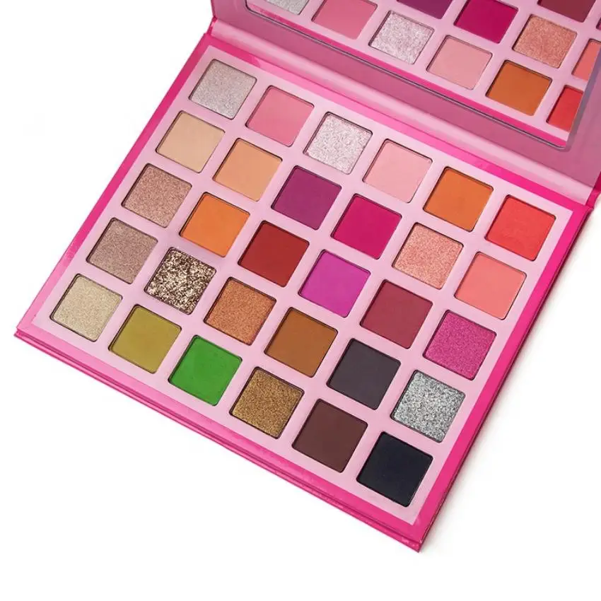 10Pcs Groothandel Private Label 30 Color Eyeshadow Palette Make Vendor Uw Eigen Logo Oogschaduw Palet Roze Kartonnen