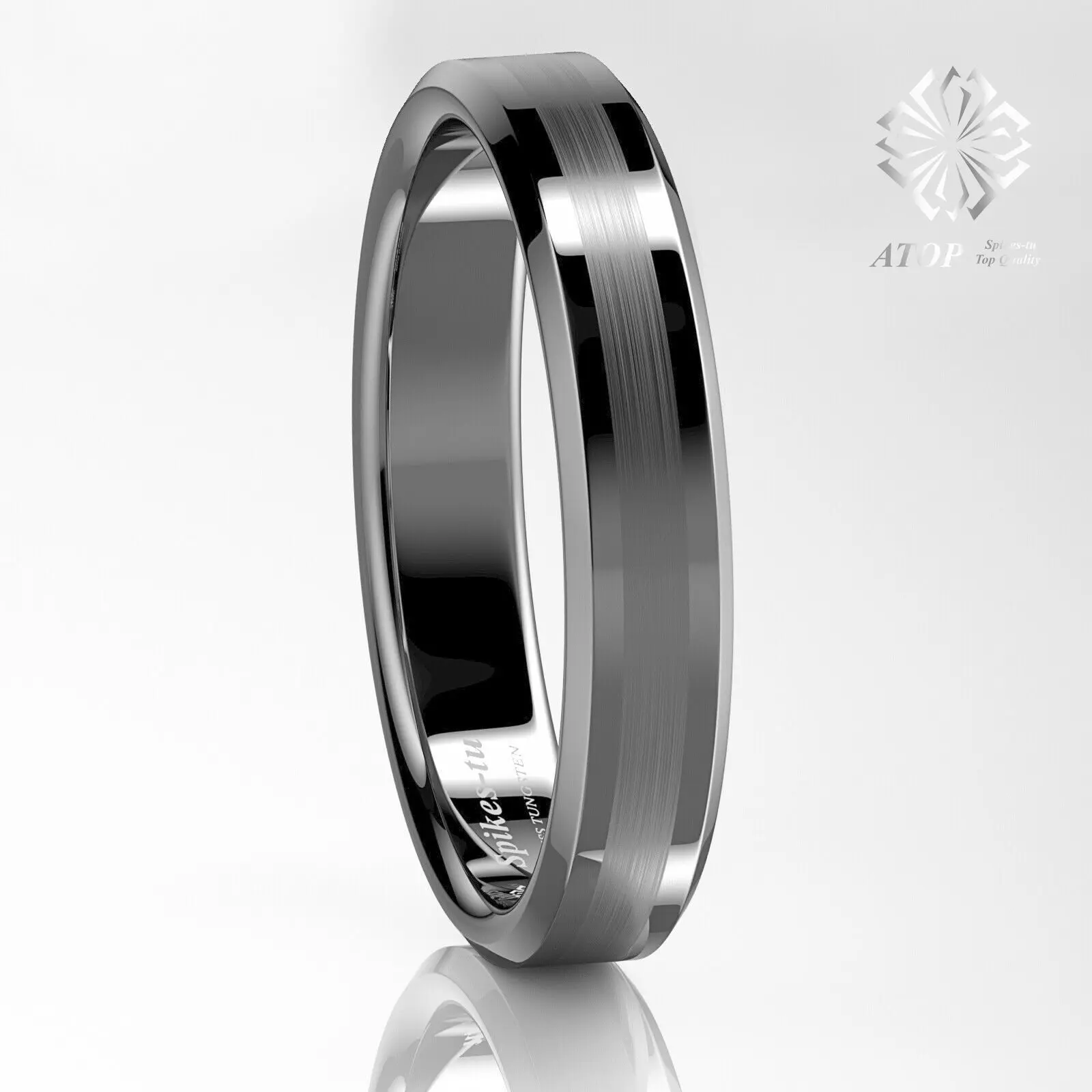 Titanium Color Two Tone Tungsten Carbide Wedding Band Men\'s Ring Bridal Jewelry