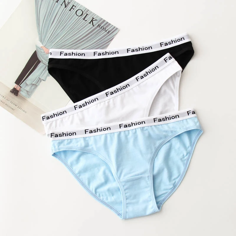 3Pcs Cotton Panties Female Underpants Fashion Women Briefs Underwear Sports Plus Size Lingerie Women\'s Intimates BANNIROU
