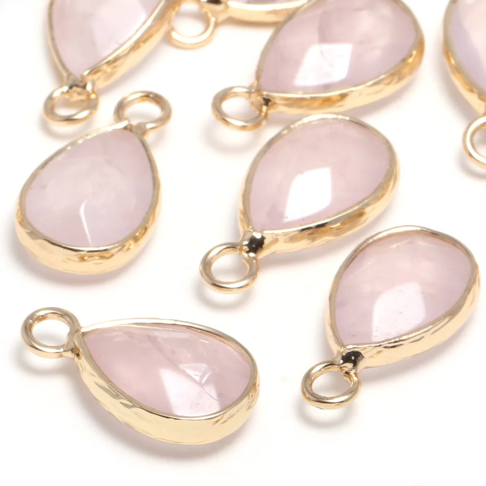 Natural Stone Faceted Rose Quartzs Pendant Water drop shape Exquisite Charms for Jewelry Making Diy earring necklace accessories