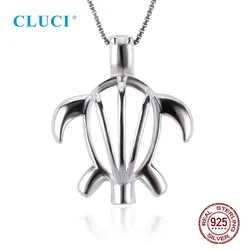 CLUCI 3pcs Silver 925 Wish Pearl Pendant Women Jewelry 925 Sterling Silver  Turtle Pearl Cage Locket Necklace Pendant SC002SB