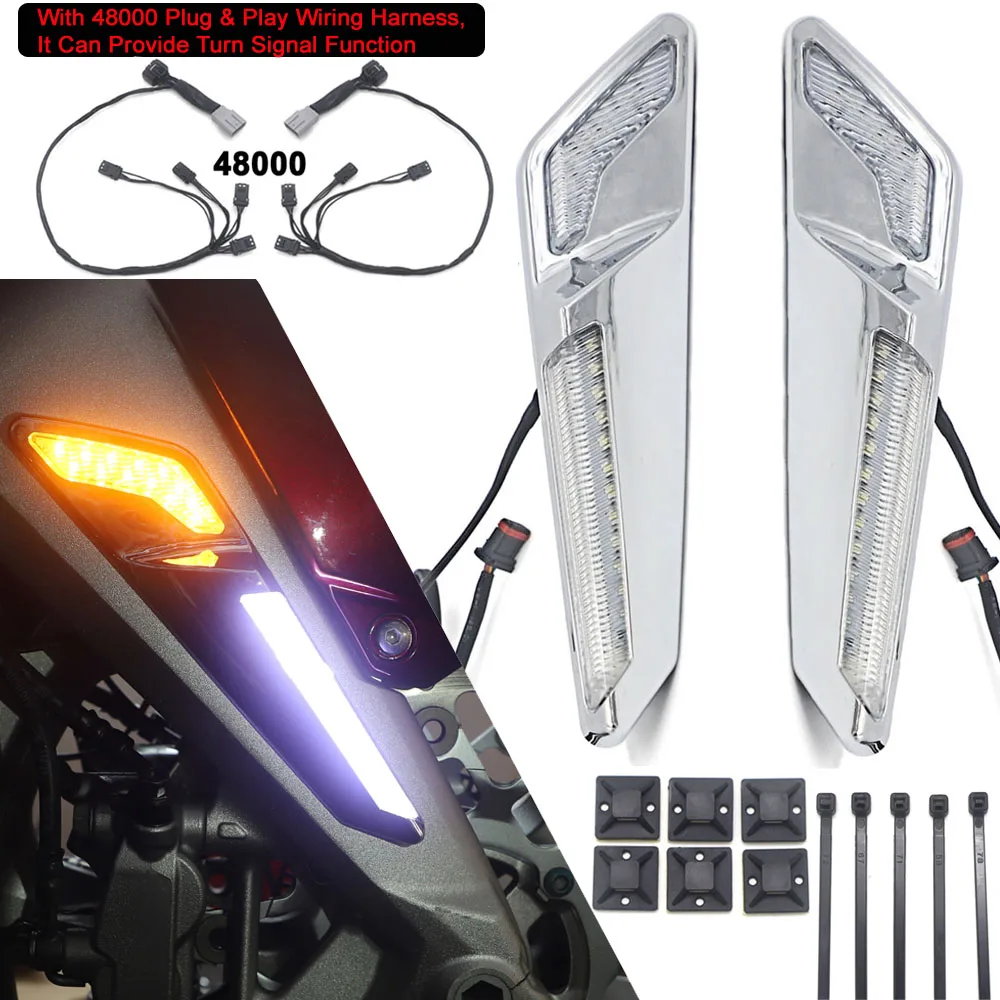 Chrome or Black Motorcycle Front Brake Fork Mounted NAV LED Lights For Honda Gold Wing 1800 GL1800 F6B 2018 -UP Decorative Lamp