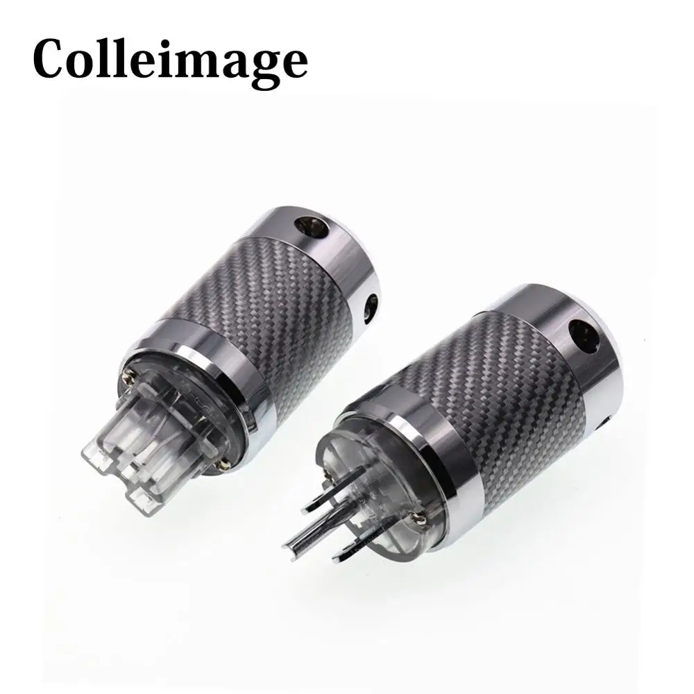 

Colleimage Hifi Carbon Fiber Rhodium Plated US Plug IEC Connector For DIY US AC Power Cord Plug