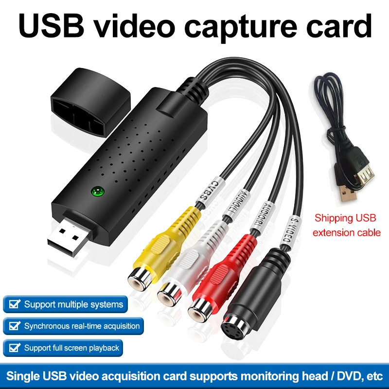 

Video Audio Capture Card Adapter TV DVD VHS DVR Game Video to Digital DVD Converter for Vista XP Windows 10/8.1/8/7