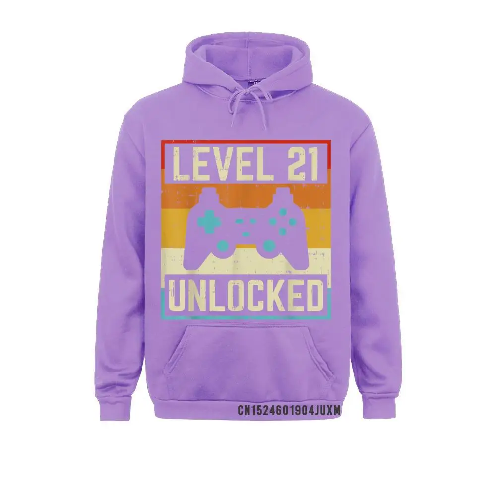 Mens Level 21 Unlocked 21st Birthday Gamer Retro Gaming Gift Men Manga Long Sleeve Hoodies Men Sweatshirts Gift Sportswears