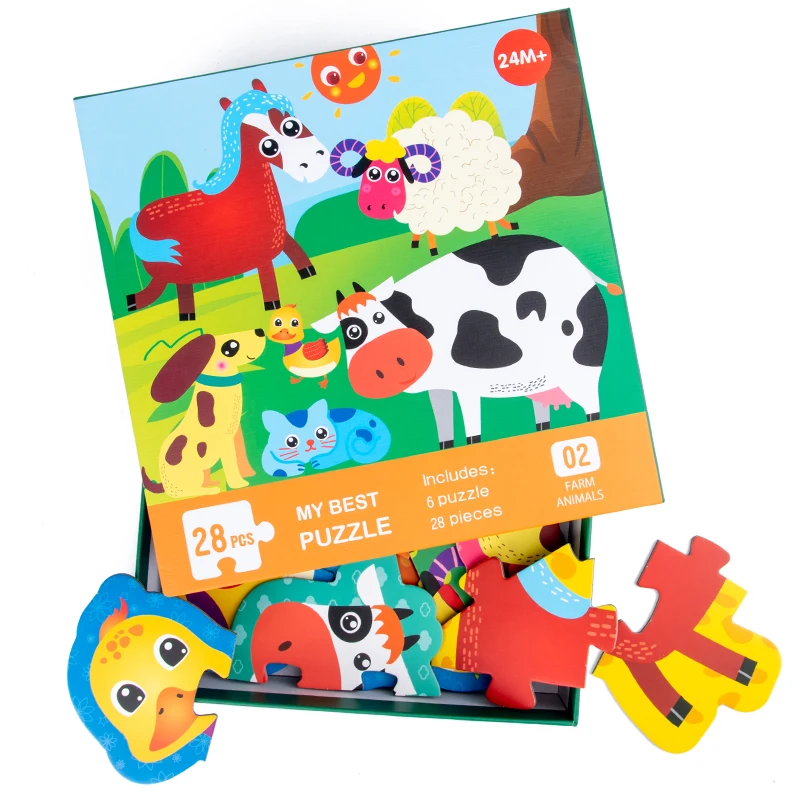 Children's wooden large matching cartoon puzzle puzzle animal / traffic Cognition early education card puzzle game children's gi