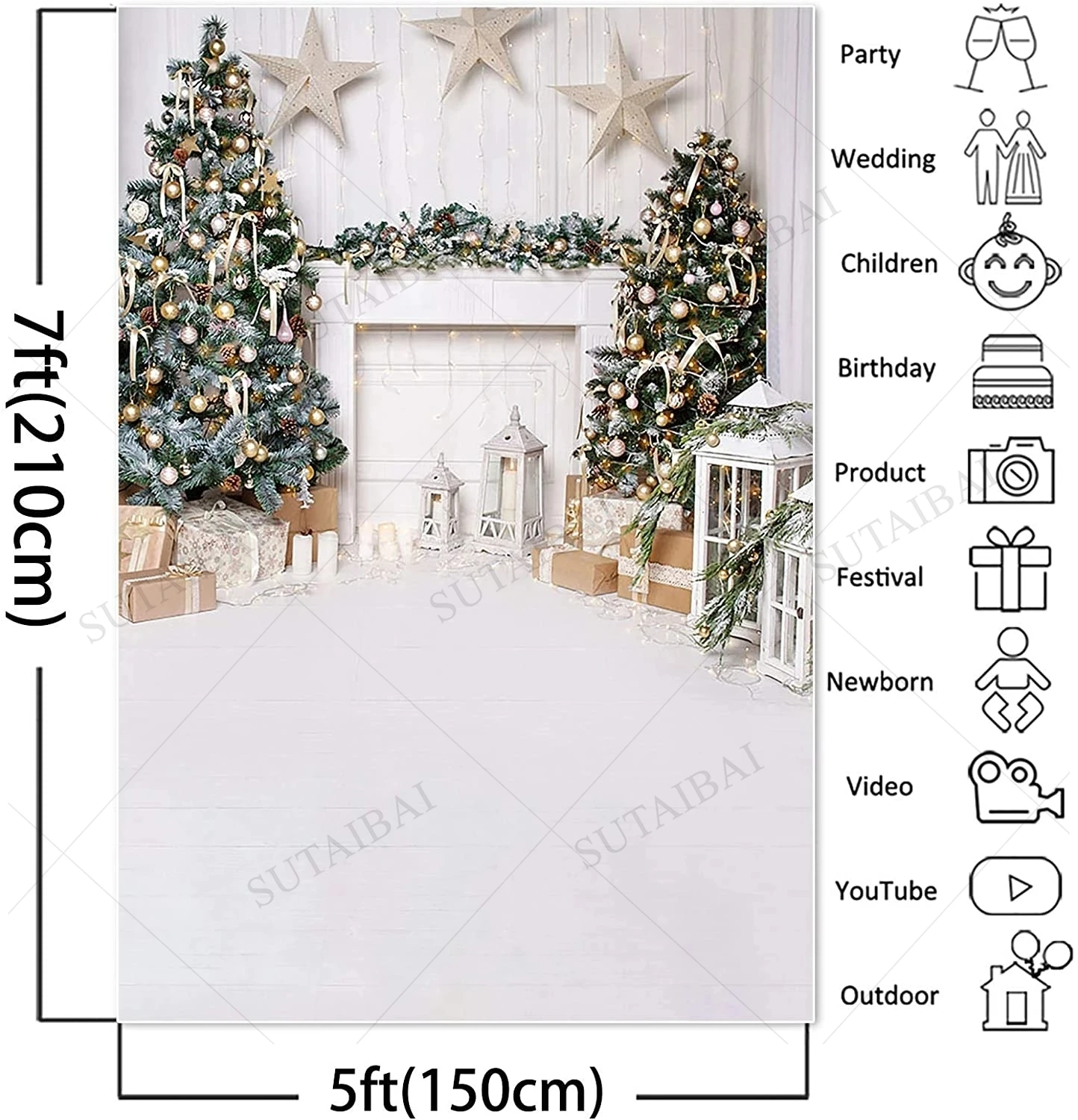 Fotografia świąteczna tło dla dzieci podłoga z drewna dzieci portret sesja zdjęciowa kryty biały kominek Xmas tło