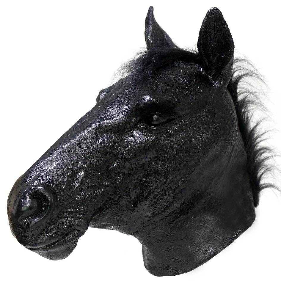 Latex Animal Realistic Black Horse Mask Halloween Cosplay Fancy Dress Up Carnival Costume Mask