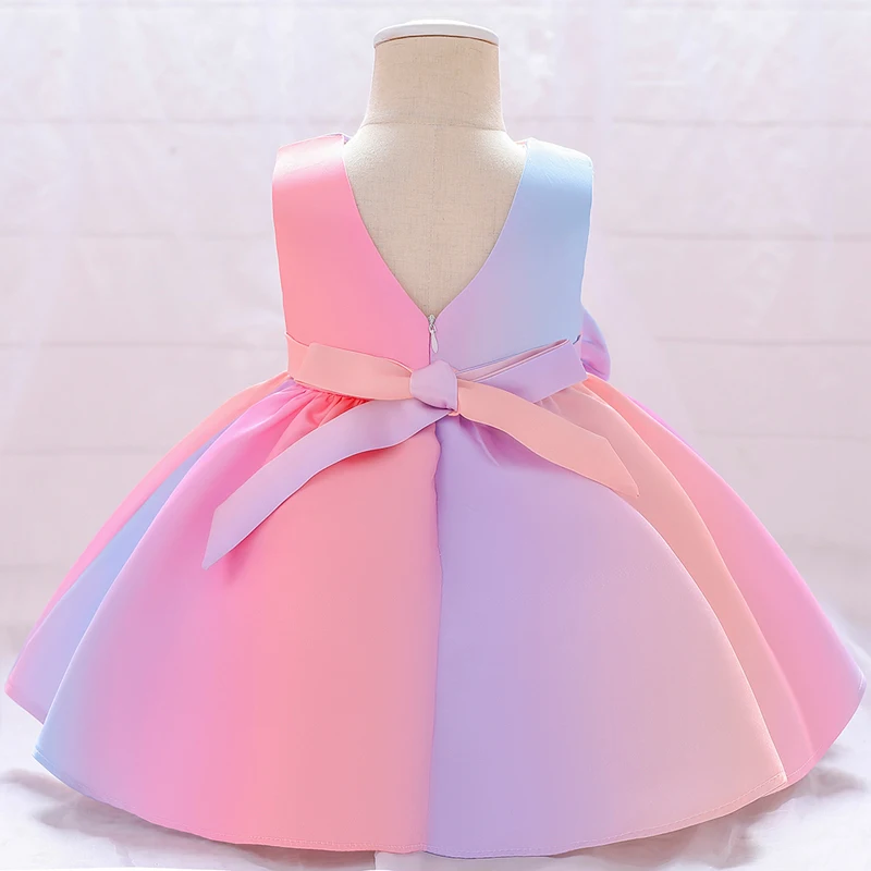 Summer Newborn Baptism 1 Year Birthday Dress For Baby Girl Colorful Princess Dresses Party Dress Child Costumes Gradient