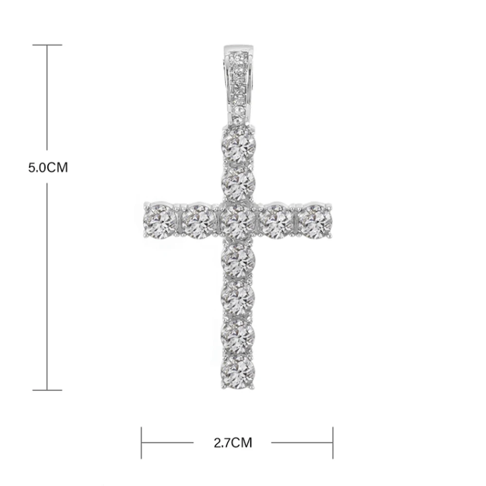 Männer Frauen Hip Hop Kreuz Glänzenden Anhänger Mit 4mm Zirkon Tennis Kette Charme Iced Out Bling Exquisite Halskette Schmuck mode Geschenk – Detail 2