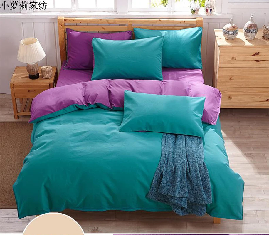 6size 4pcs Bedding Sets/bed Set/bedclothes/bedspreads/bed Linen Bed Sheet Solid Color Patchwork King/queen/full/twin