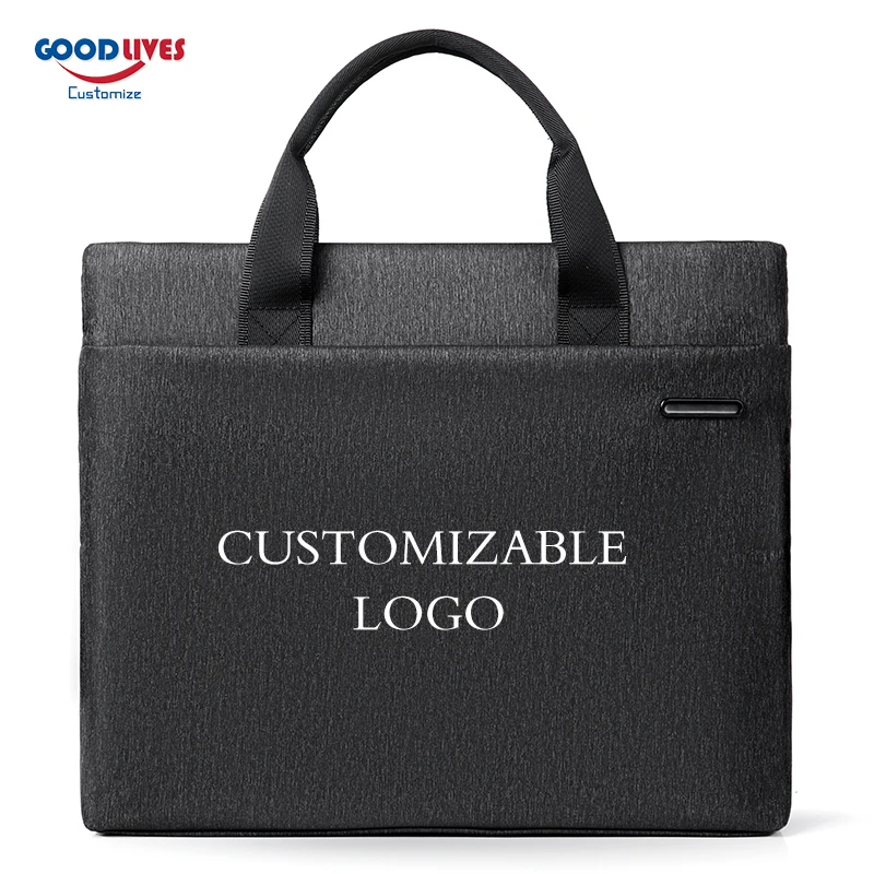 Customizable Logo  A4 Oxford Portfolio Bag Men Fashion Portable Office Bags Business Documents Handbag Official Tote 2022 New