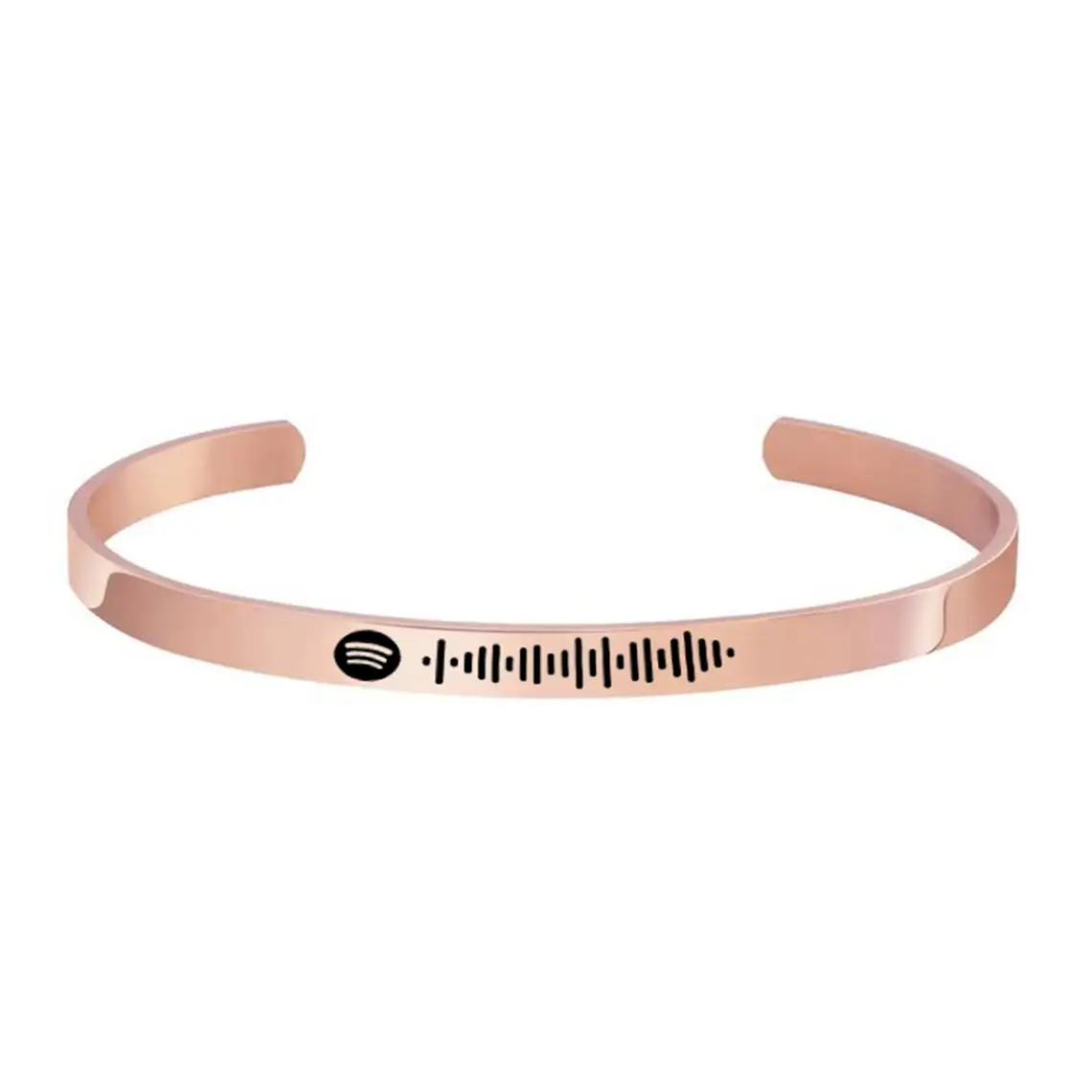 Personalized Music Spotify Scan Code Cuff Bangle For Women Stainless Steel Bracelet Custom Laser Engraving Spotify Code Jewelry